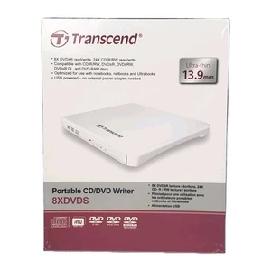 💿 Transcend 8XDVDS Portable CD/DVD Writer Ultra-Thin 13.9mm USB Powered New Box - Bild 1 von 11