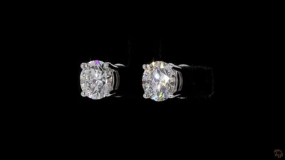 4CTW Lab Grown Diamond Stud Earrings E VVS2 IGI Cert. 14K or Platinum Basket Set - Image 1 of 4
