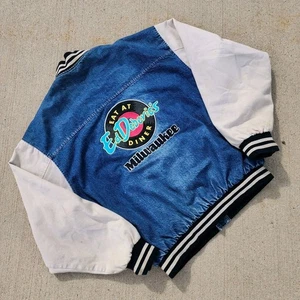 Vintage Ed Debevic's Jacke Herren Large Varsity Denim bestickt Milwaukee Vintage - Bild 1 von 16
