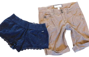 ABERCROMBIE & FITCH Girls XL/16 Shorts LOT~Plaid Stretch~Blue Lace Micro~vtg Y2K - Picture 1 of 22