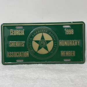 Aluminum“Georgia Sheriffs’ Assoc 1998 Honorary Member” License Plate - Picture 1 of 5