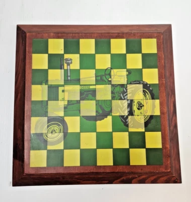 John Deere 620 Tractor Wooden Wall Hanging Checker Set Complete Real Wood - Image 1 of 4