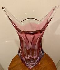 Rare MCM Josef Hospodka Bohemian Czech Sklo Union Chribska Glassworks Vase 15”H