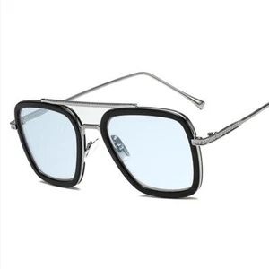 Gafas de sol cuadradas de colores para hombre Edith Steampunk azul marco de metal Uv400 - Imagen 1 de 30