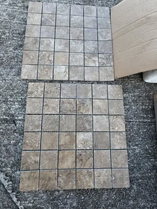 Made In Italy 13 X 13 Mosaic Border Tile Tan - Picture 1 of 4