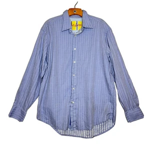 Robert Graham Blue Stripe Long Sleeve Button Up Mens Dress Shirt Size XL - Picture 1 of 10
