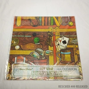 Vintage 1976 maskuliner Mann Motiv amerikanische Grüße Geschenkverpackung 2x 1,64x2,41ft - Bild 1 von 3