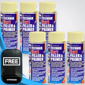 E-TECH TECHNIK 2 In 1 Filler And Primer Spray Paint Cans 6x 400ml +M - Picture 1 of 12