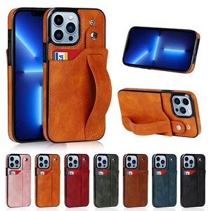 Card Slot Wrist Band Wallet Phone Case for iPhone 15 16 Promax & Samsung S24 S23 - Picture 1 of 14