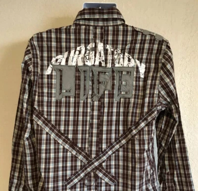 Blac Label 1968 Purgatory Life Button Front L/S Shirt Brown Blue Plaid Large - Image 1 of 4