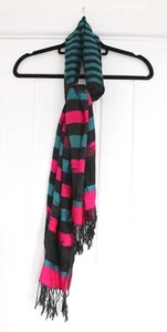 New Look - Black, Hot Pink & Blue Aztec Stripe Style Scarf - Picture 1 of 4