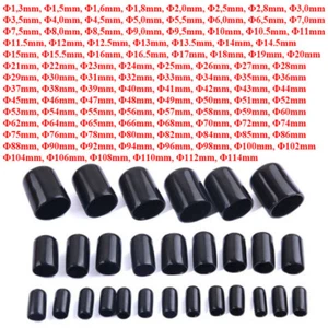 ID Φ1.3mm- Φ114mm Black PVC Vinyl Rubber Round End Cap Thread Cover Pipe Protect - Picture 1 of 11
