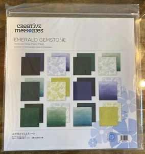 Creative Memories 12x12 Tone-on-Tone Paper Pack EMERALD GEMSTONE 12 Dbl Sided - Picture 1 of 3