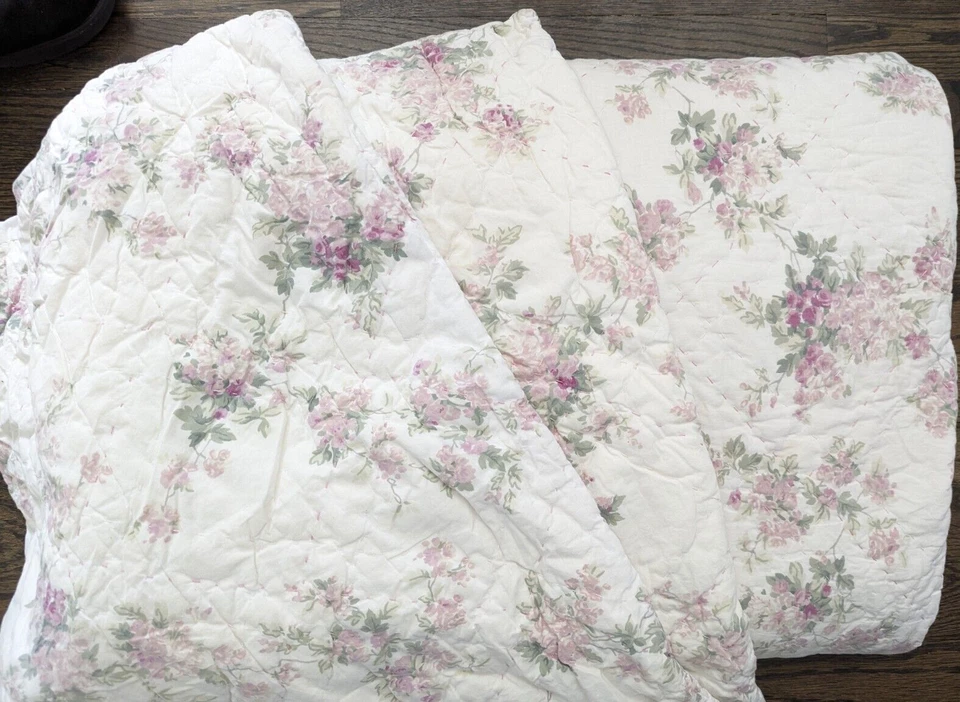 Edredón Simply Shabby Chic Rosa Verde Floral Casa Queen 92X98 pulgadas Foto 1 de 4