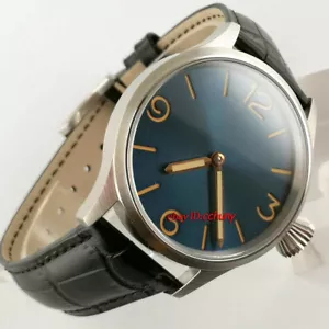 Bürste 43mm steril blau Zifferblatt Saphirglas Handaufzug 6497 Herrenuhr 2933 - Bild 1 von 6