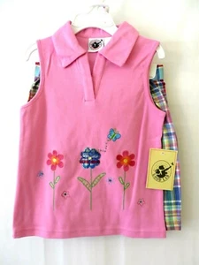 Good Lad 2Pc Set Pink Slvless Top w Flowers & Madras Skort 5 6 or 6X #10931 - Picture 1 of 7