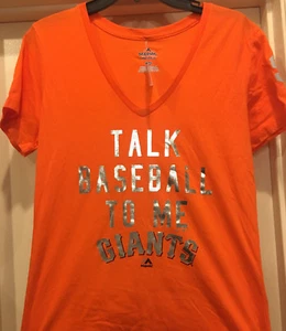 Neu mit Etikett Majestic San Francisco Giants Damen Talk Baseball To Me T-Shirt MLB Folie - Bild 1 von 5