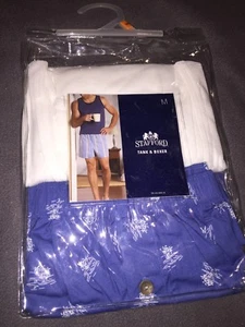 Stafford mens tank top boxer set M medium 100% cotton underwear lounge wear nwt - Picture 1 of 6