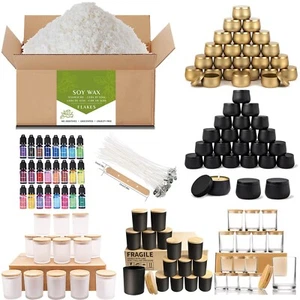 Kerzenherstellungsset komplettes DIY Set mit natürlichem Sojawachs, Kerzengläsern, Dochten UK. - Bild 1 von 51