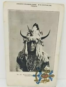 1904 W. G. Macfarlane RPPC Postcard STONY INDIAN CHIEF w/ HEADDRESS - Picture 1 of 2