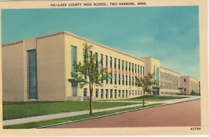 Lake County High School Two Harbors Minnesota MN Linen Postcard UNP VTG Curteich - Picture 1 of 2