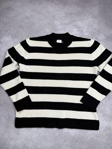 GAP x AMI Sweater Mens Medium Black White Striped Wool Cashmere Crewneck - Picture 1 of 21
