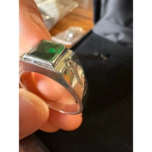 Handgefertigter Herrenring Sterlingsilber Smaragd Größe 12 - Bild 1 von 5