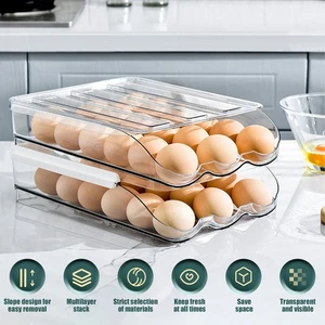 Egg Holder for Refrigerator 2-Layer Large Capacity Egg Storage Container StEdL - Picture 1 of 12