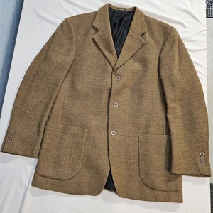 J Ferrar Men's Blazer Brown Tweed 40R 100% Wool 3 Button, Flaws - Picture 1 of 9