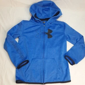 Under Armour Kids Size 7 Full Zip Long Sleeve Hooded Sweatshirt Blue Hoodie - Picture 1 of 9
