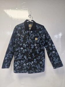 Rare Carhartt Michigan Chore Coat Jacket Floral Navy purple blue UK Small - Bild 1 von 17
