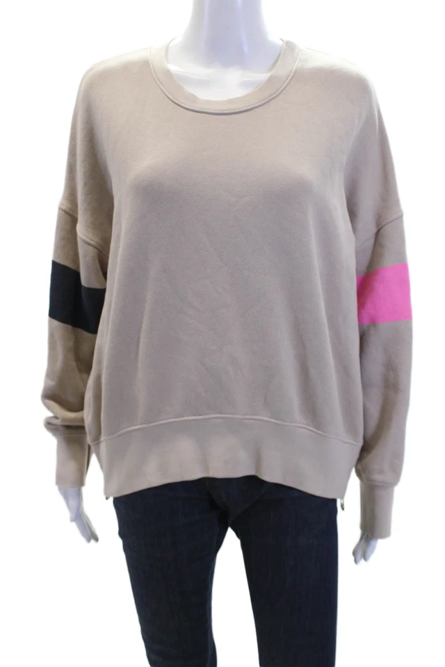 Sudadera Sundry Mujer Algodón Lateral Cremallera Detalle Cuello Redondo Beige Talla 1 Foto 1 de 4