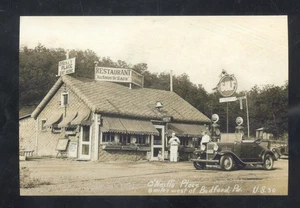 REAL PHOTO BEDFORD PENNSYLVANIA PA. GAS STATION ADVERTISING POSTCARD COPY - Picture 1 of 1