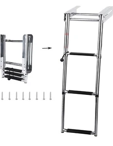 3 Step Boat Ladder,304 Stainless Steel Folding Dive Ladder,Telescoping Dock Ladd - Picture 1 of 9