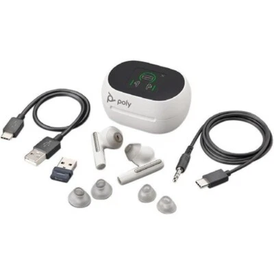 POLY Voyager Free 60+ M UC With Touchscreen Charge Case USB-A White /HP 7Y8G7AA - Image 1 of 2