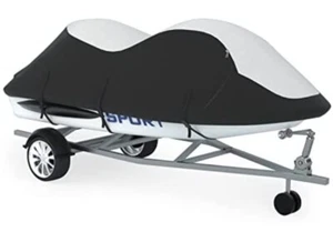 Jet Ski Cover Upgraded Trailerable PWC-B Black Gray Cover 600D Waterproof - Foto 1 di 6