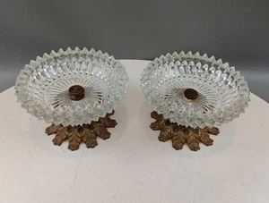Pair (2) VTG Loevsky & Loevsky Clear Glass Candy Dish With Brass Pedestal Rare - Picture 1 of 9