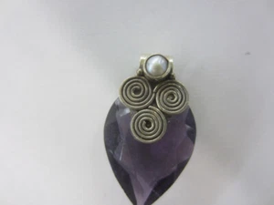 Colgante Vintage PLATA ESTERLINA Y AMATISTA 1 1/2" Largo 925 - Imagen 1 de 4