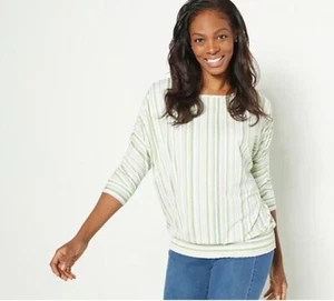 Susan Graver Weekend bedruckt Cool Touch Dolman Ärmel Top Shirt 1X grün - Bild 1 von 4