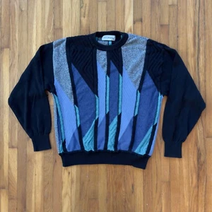 Vintage 80/90s St Croix Cosby Textured Knit Sweater Size M Geometric Made in USA - Picture 1 of 6
