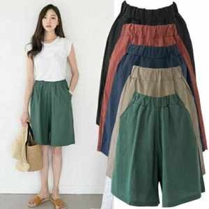 Ladies Summer Bermuda Shorts Casual Loose Elastic Waist Half Pants Plus Size⊹◎ - Picture 1 of 17