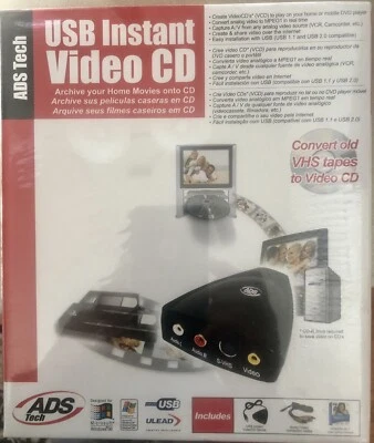 ADS Tech USB Instant Video CD Covert Old VHS Tapes To Video CD USBAV-190 SEALED - Image 1 of 4