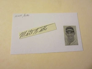 Tarjeta índice de béisbol firmada autografiada por Matt Batts (d.2013) Medias Rojas de Boston - Imagen 1 de 2