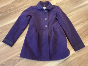 lands end girls purple pea coat jacket size 7 8  small full zip  - Picture 1 of 7