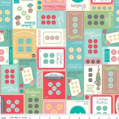 My Happy Place Home Decor Button Cards Fabric HD9312-BTY- Riley Blake- Canvas
