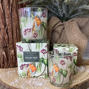 Gift Boxed Robin & Berries Christmas Scented Candle Spiced Berry Gisela Graham 