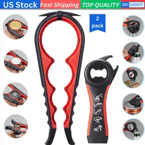 Jar Bottle Opener for Weak Hands, 4 & 5 in 1 Multi Function Non-Slip Lid Opener - Picture 1 of 8