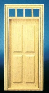 Dollhouse Miniature Traditional 4 Panel Door with Transom - CLA76001  1:12 Scale - Picture 1 of 1