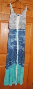 Venus Maxi Summer Dress Womens Long. Sz 16 Blue Aqua Gray Sleeveless - Picture 1 of 7