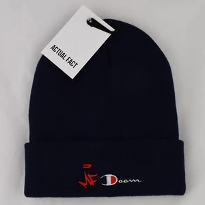 MF Doom Champion Hip Hop Roll Up Navy Beanie Hat by Actual Fact  - Picture 1 of 3